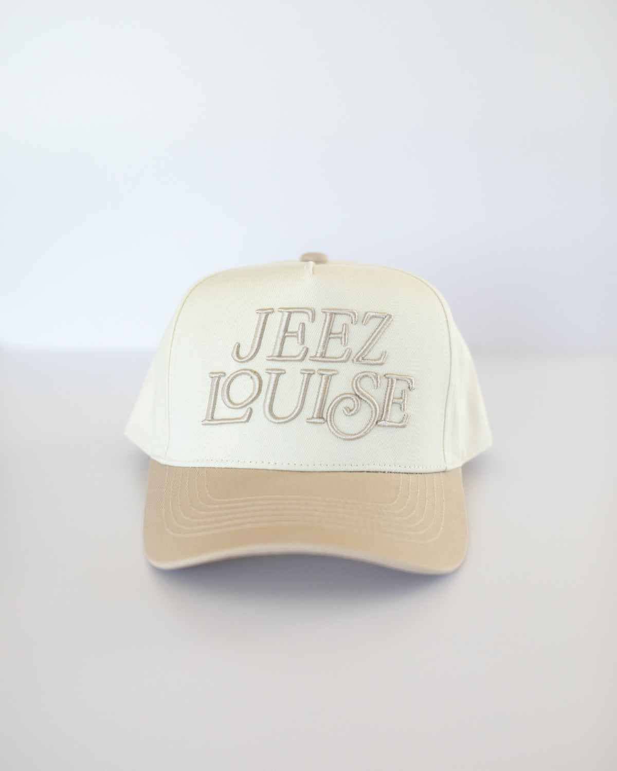 Jeez Louise Trucker Hat Khaki/Cream