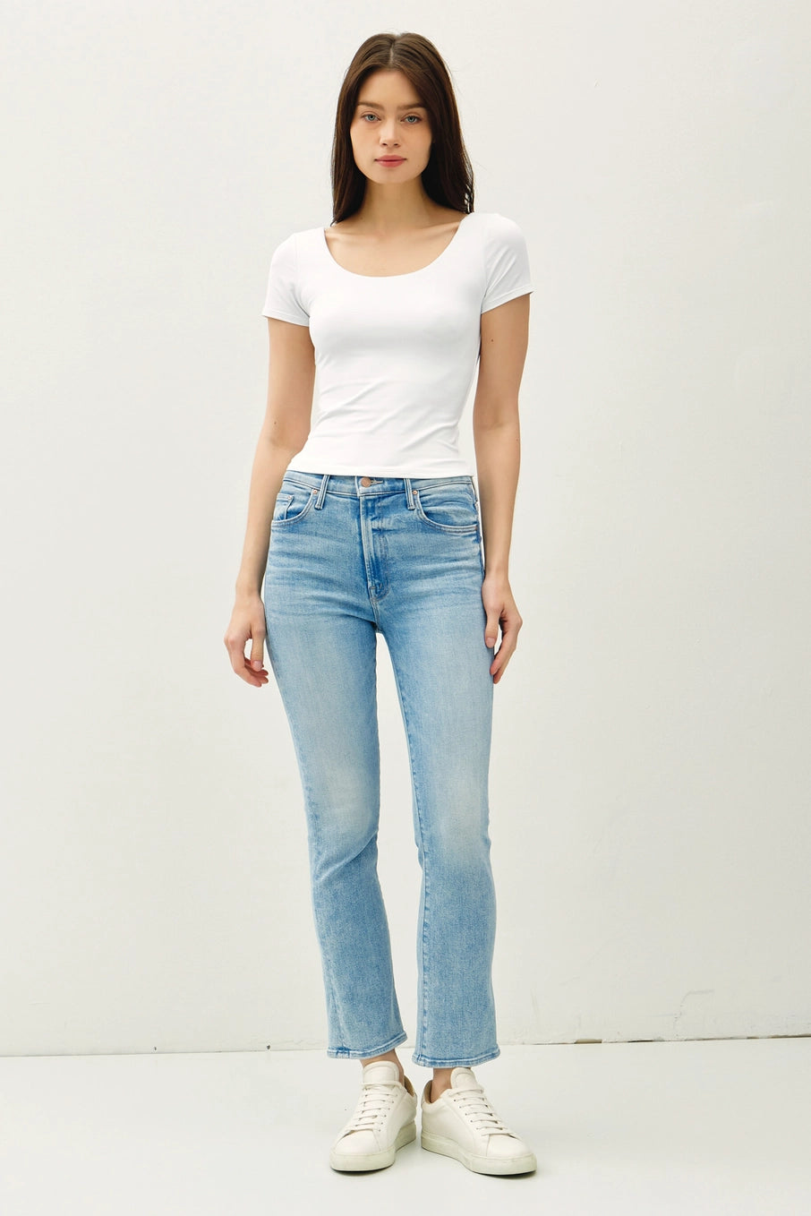 Marla Ultra Soft Double Lined Scoop Neck Knit Tee Off-White