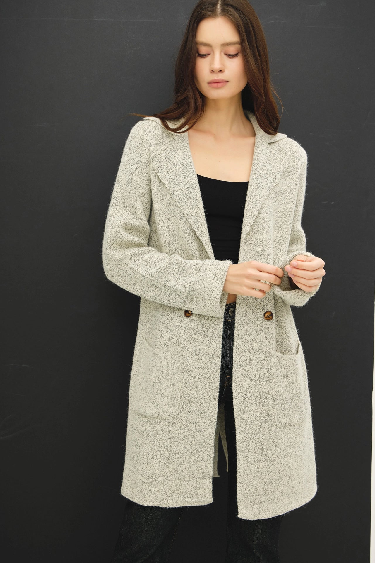 Brielle Open Sweater Coat Oatmeal