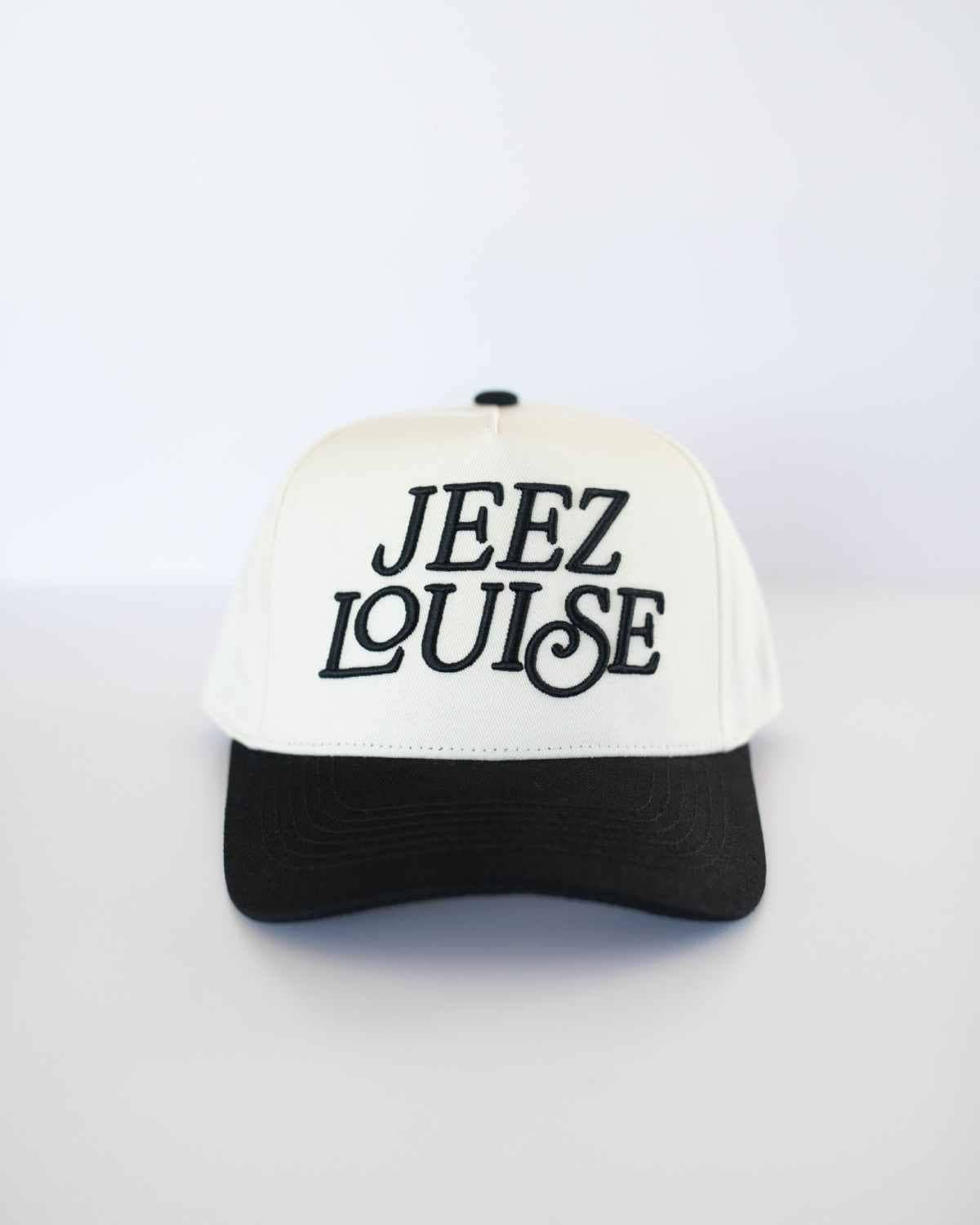 Jeez Louise Trucker Hat Black/Cream