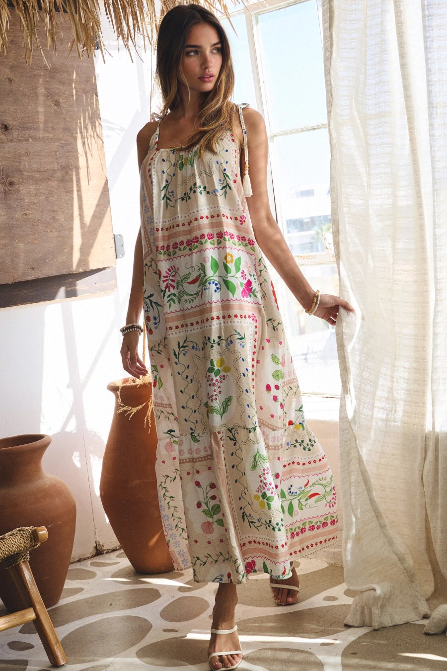 Bebe Printed Midi Sun Dress