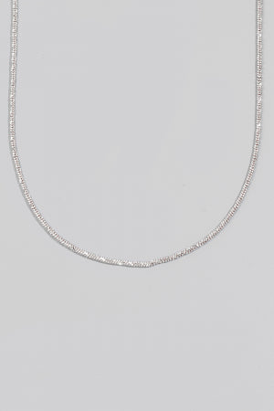 Metallic Textured Rope Chain Necklace, Silver