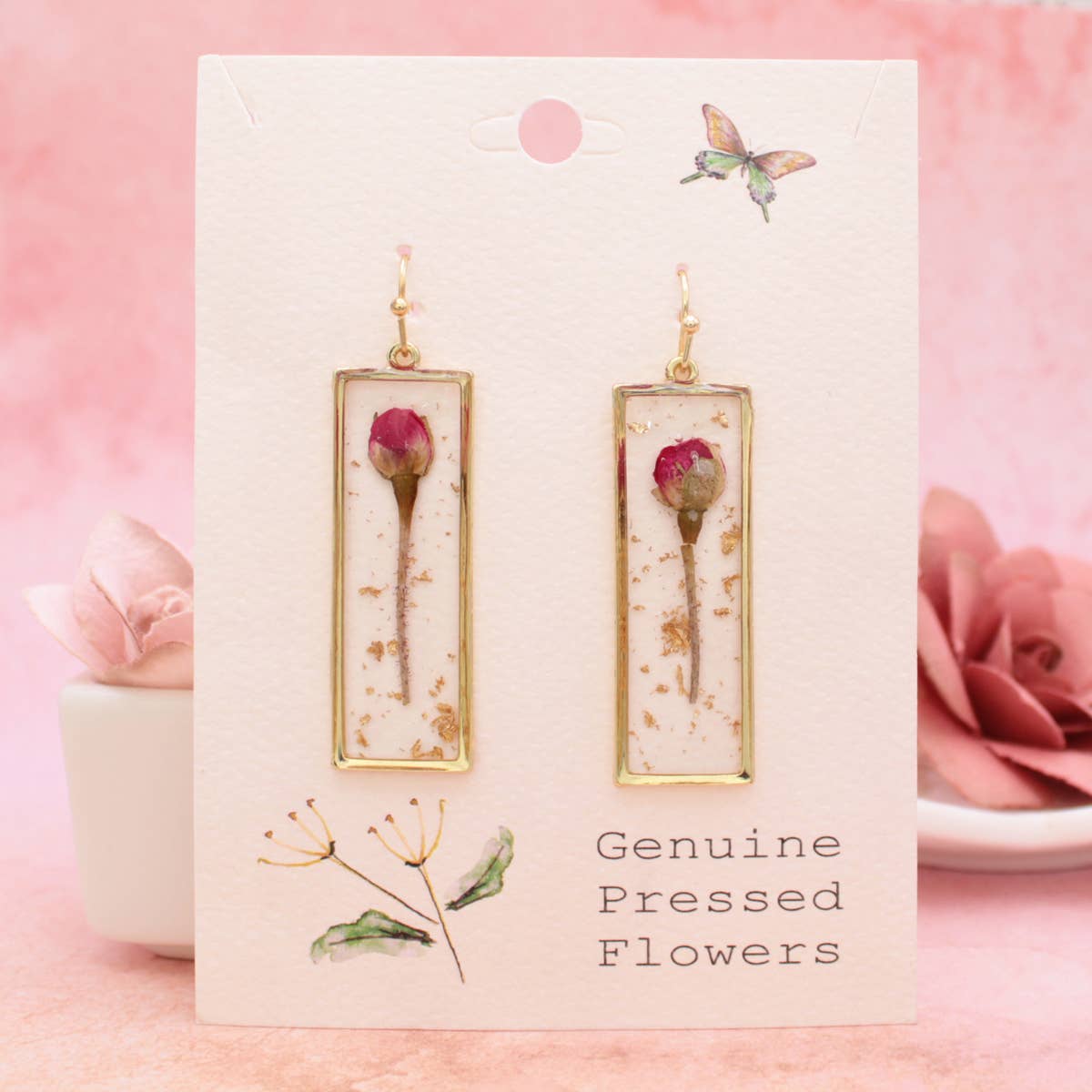 Pink Dried Flower Earrings