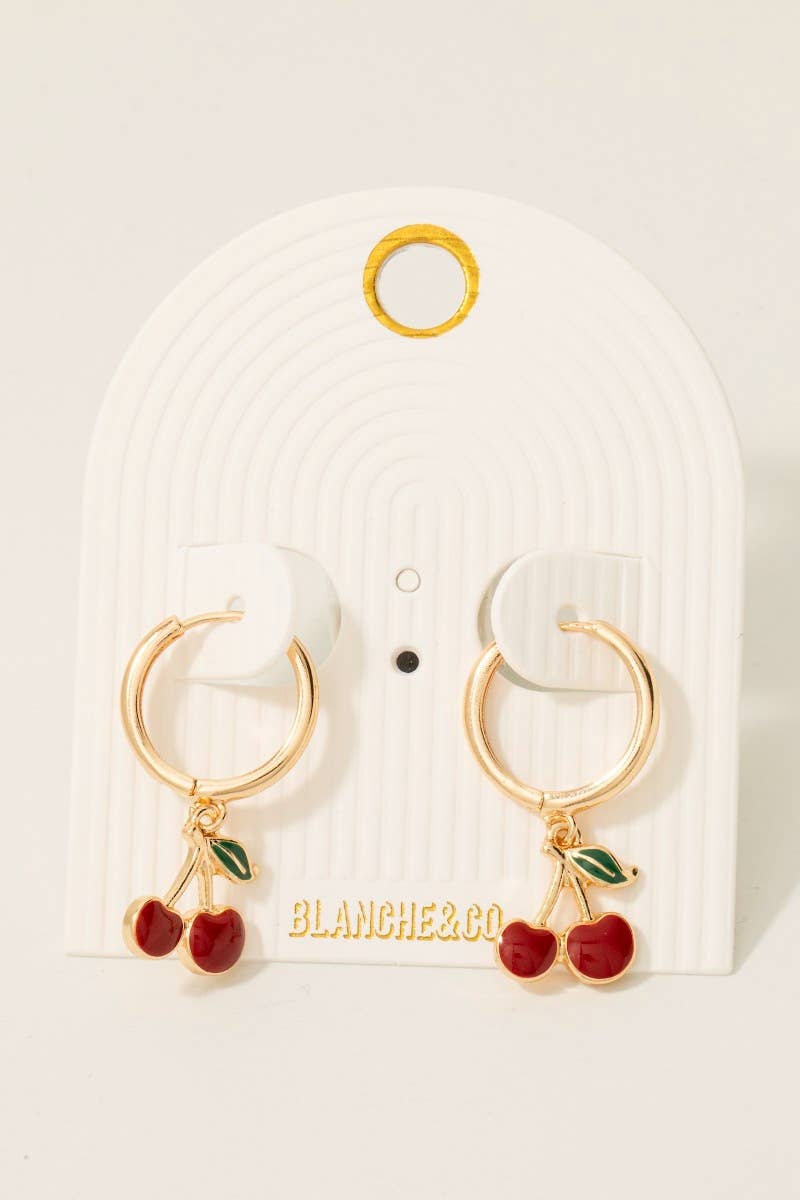 Cherry Charm Hoop Earrings: GRD