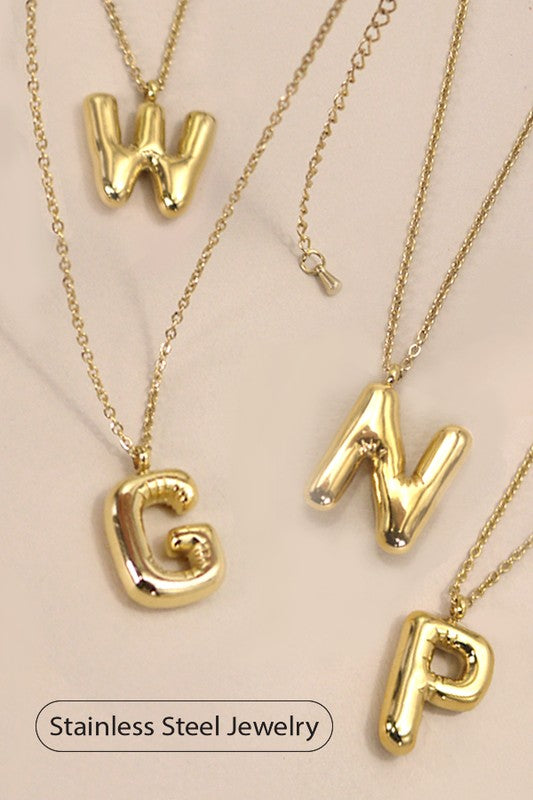 Bubble Letter Necklace Gold Dipped 18K Stainless Steel Tarnish Free