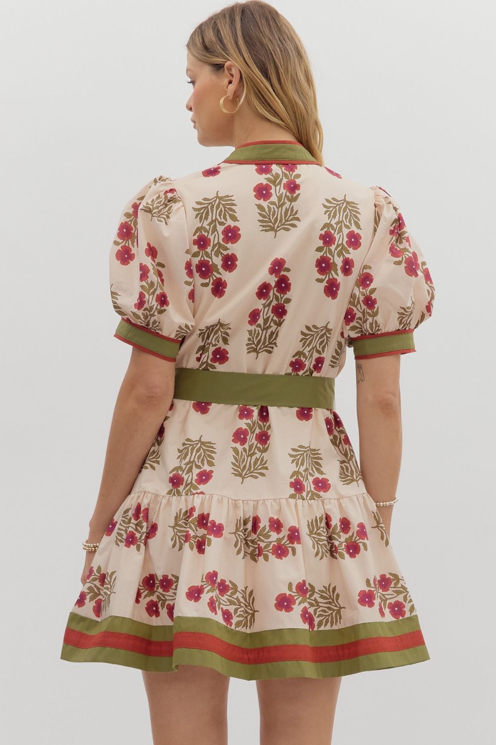Lara Floral Mini Dress Ecru
