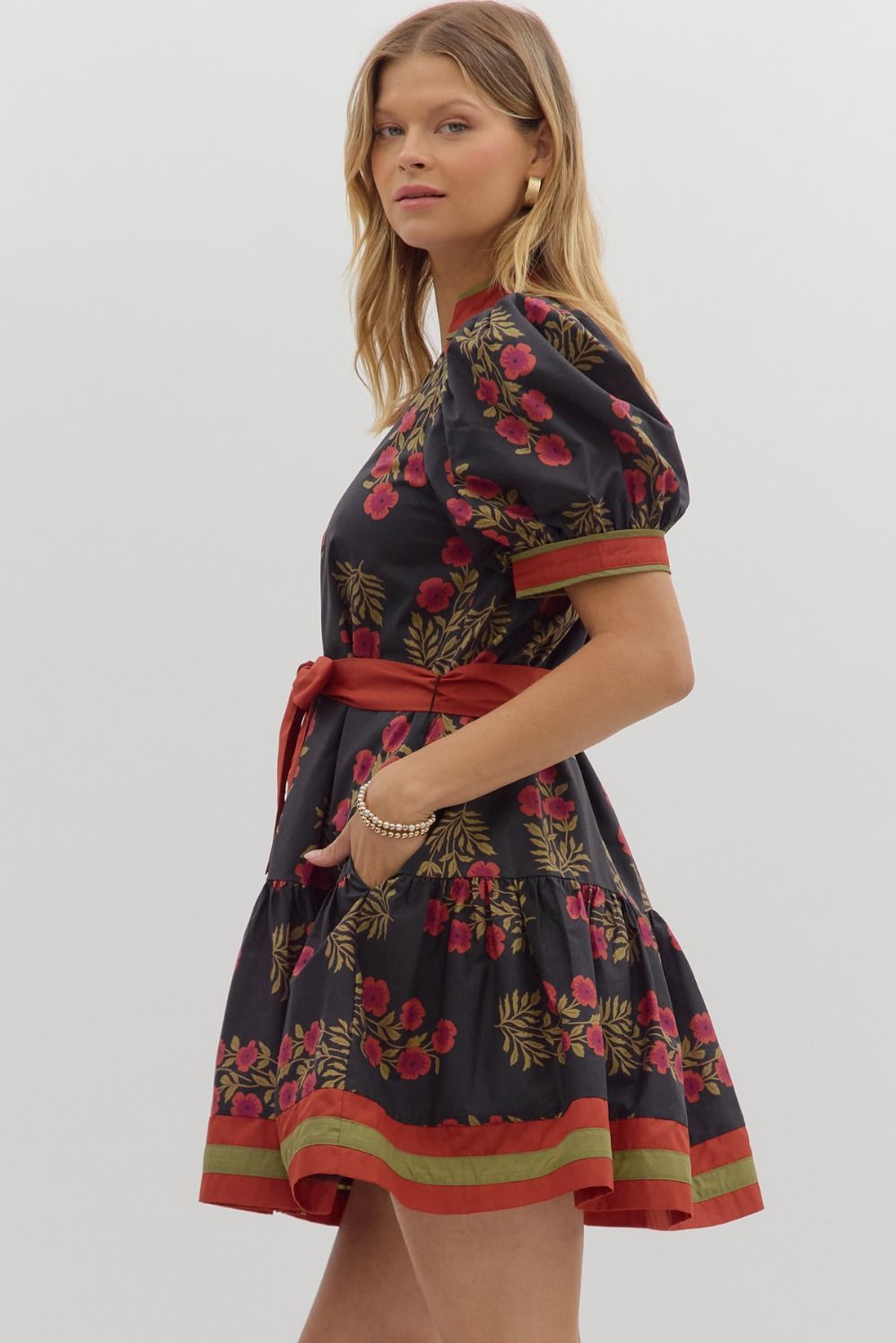 Lara  Floral Mini Dress Black