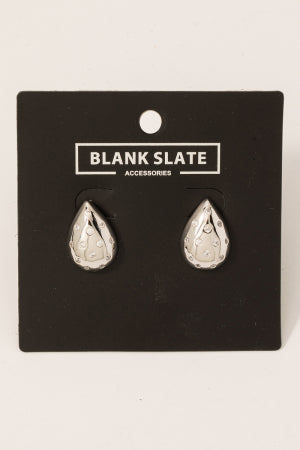 Gold Dipped Rhinestone Studded Teardrop Earrings, Silver