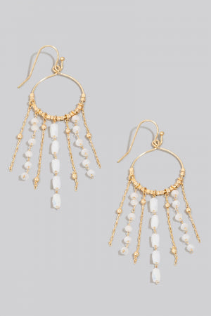 Glass Beaded Fringe Hoop Dangle ER, GDWH