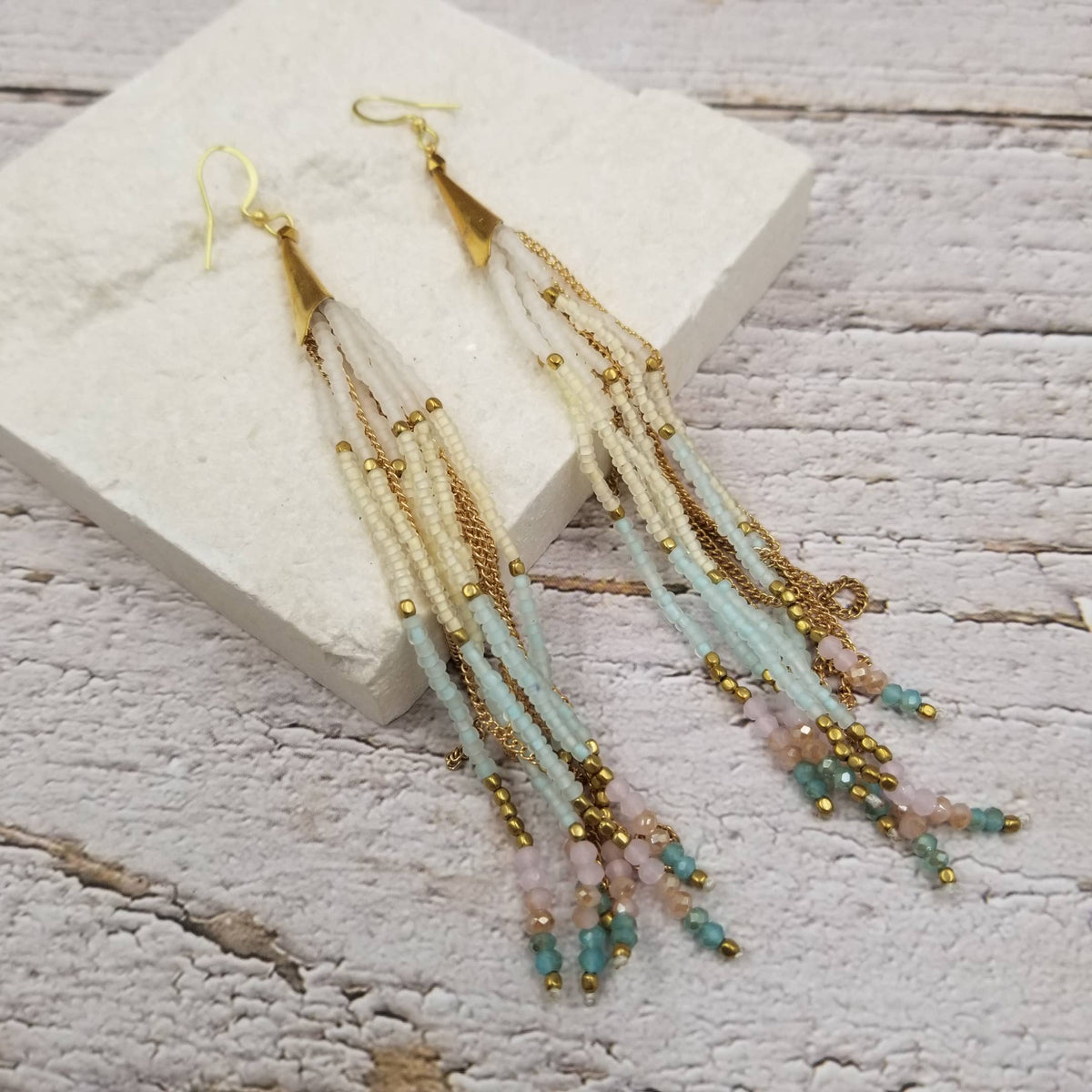 Seed Bead Tassel Earrings