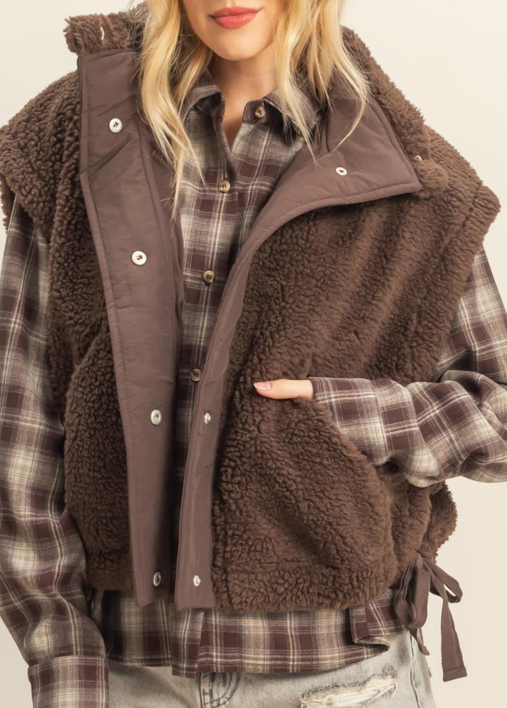Morgan Sherpa Vest Brown