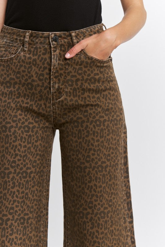 Kitty Super High Wide Leg Leopard Jeans