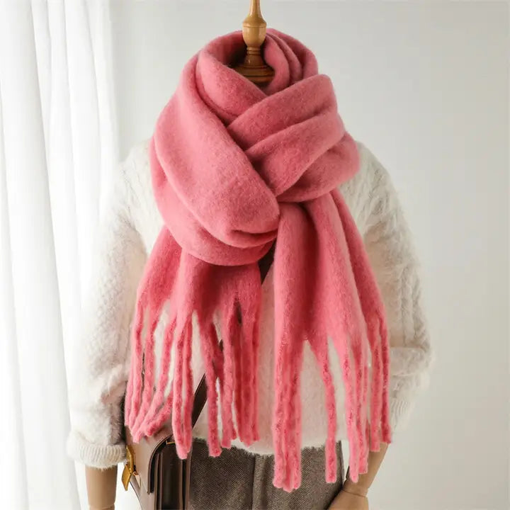 Mohair Tassel Scarf/Shawl Watermelon