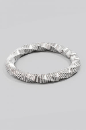 Twisted Geometric Coiled Bangle Bracelet, Silver