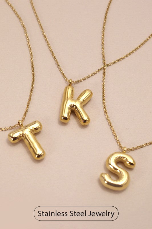 Bubble Letter Necklace Gold Dipped 18K Stainless Steel Tarnish Free
