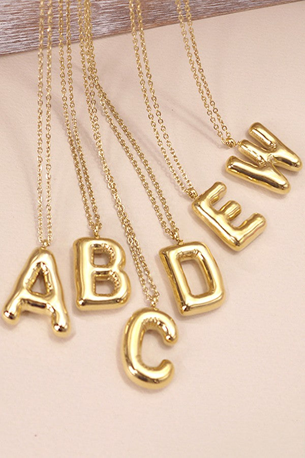 Bubble Letter Necklace Gold Dipped 18K Stainless Steel Tarnish Free