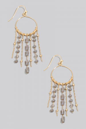 Glass Beaded Fringe Hoop Dangle ER, GDGY