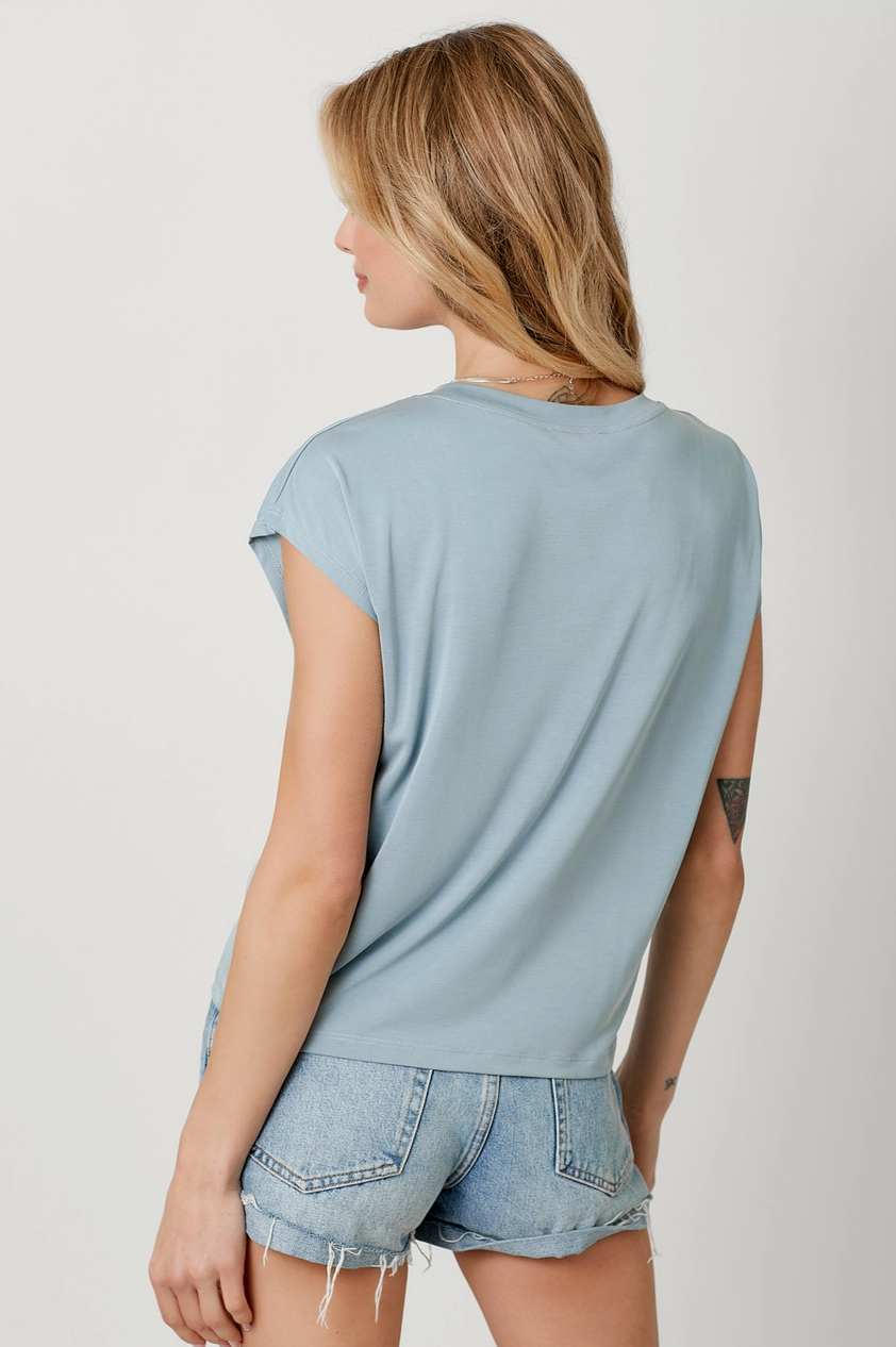 Brooklyn Ruched Top, Soft Blue