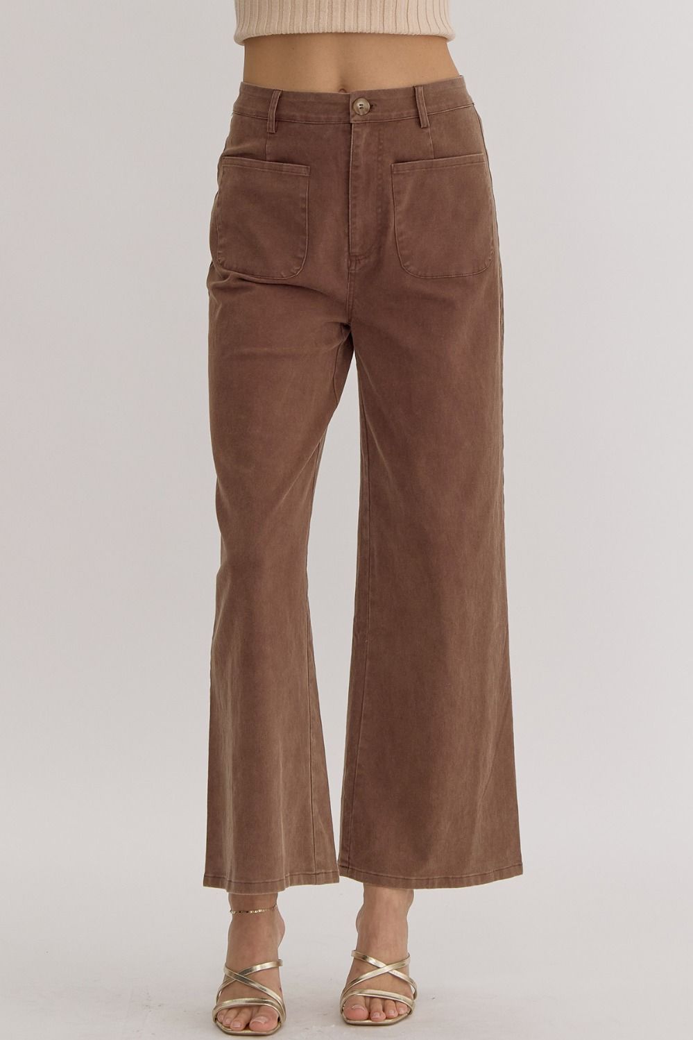 Hadley High Waisted Wide Leg Pants, Brown