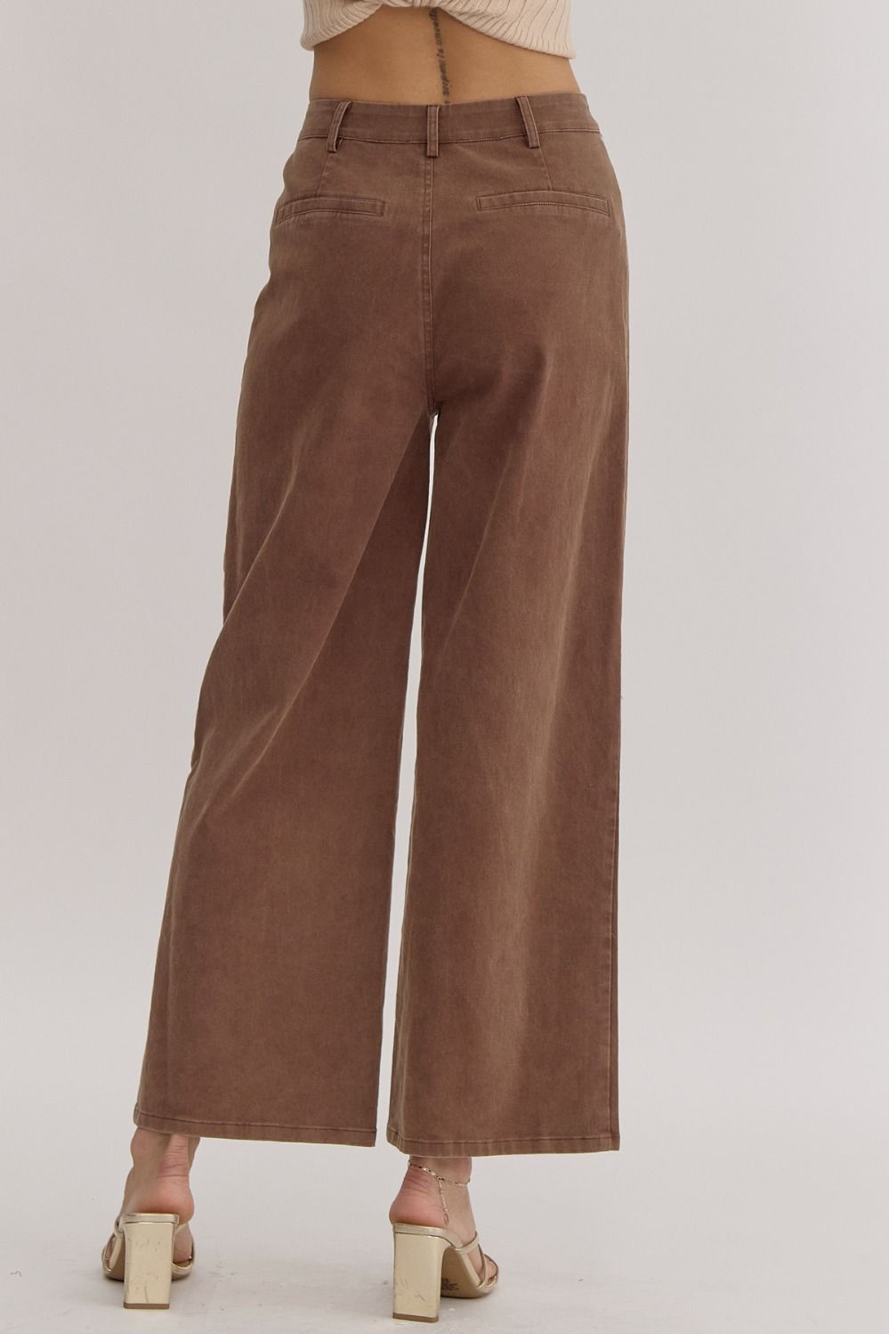 Hadley High Waisted Wide Leg Pants, Brown