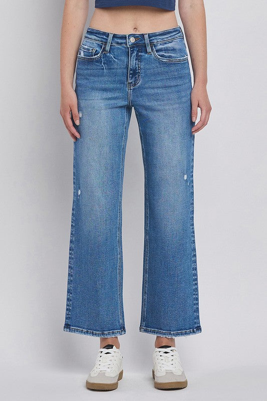 Carly High Rise Ankle Wide Jeans