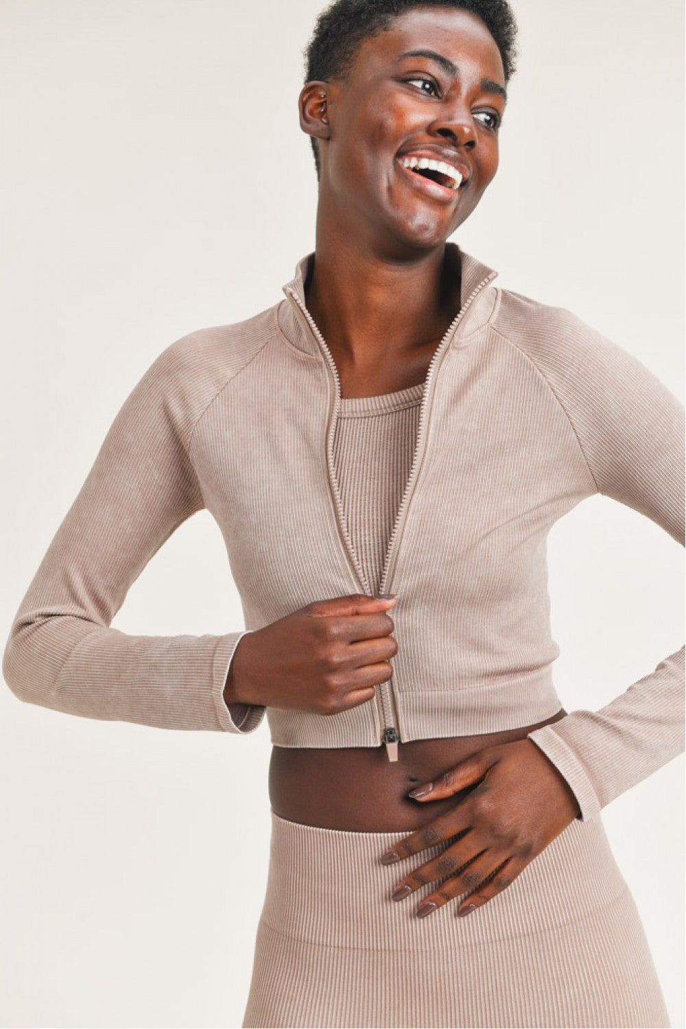 Trinity Zip Up, Mushroom