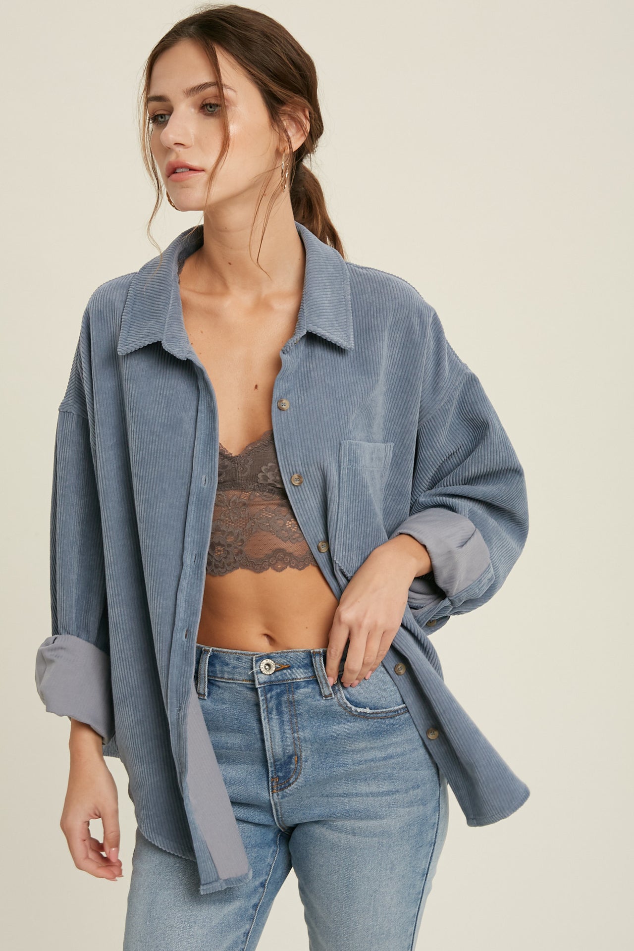 Bf button down Shirt, M. Blue