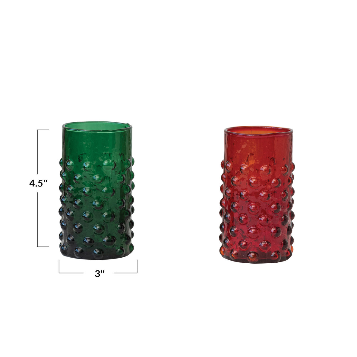 Hobnail Drinking Glass Red or Green