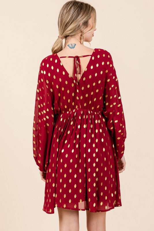 Raelyn Dot Print V-Neck Dress