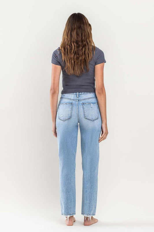 Juno High Rise Distressed Straight Jeans