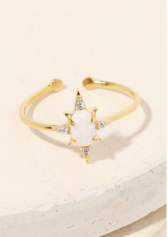 Opal Star Adjustable Ring