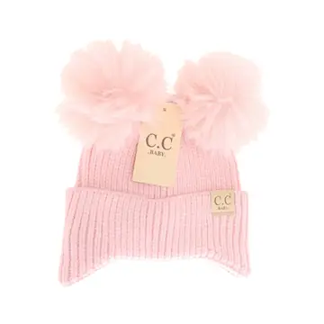 Baby Ear Flap C.C. Double Pom Beanie