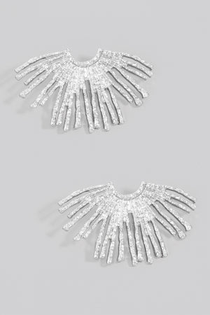 Metallic Sunshine Stud Drop Earrings, Rhodium