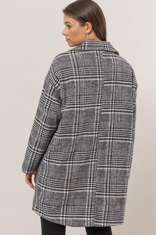 Matilda Oversized Plaid Coat Black