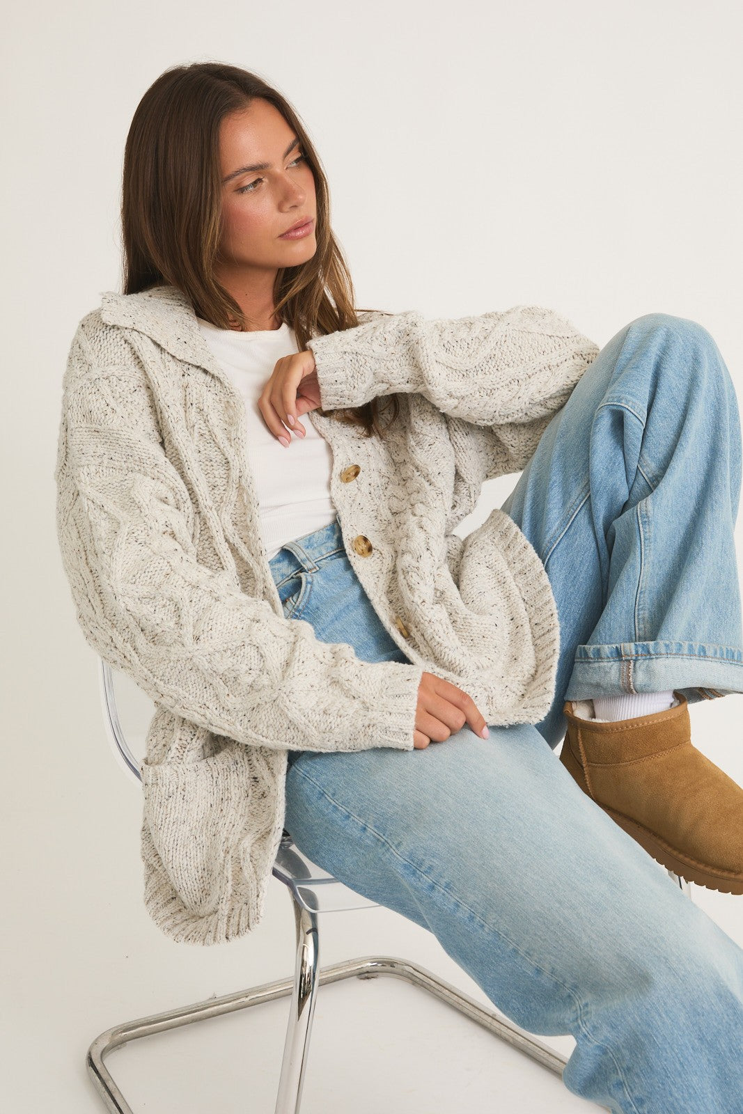 Shanda Oversized Cable Knit Cardigan