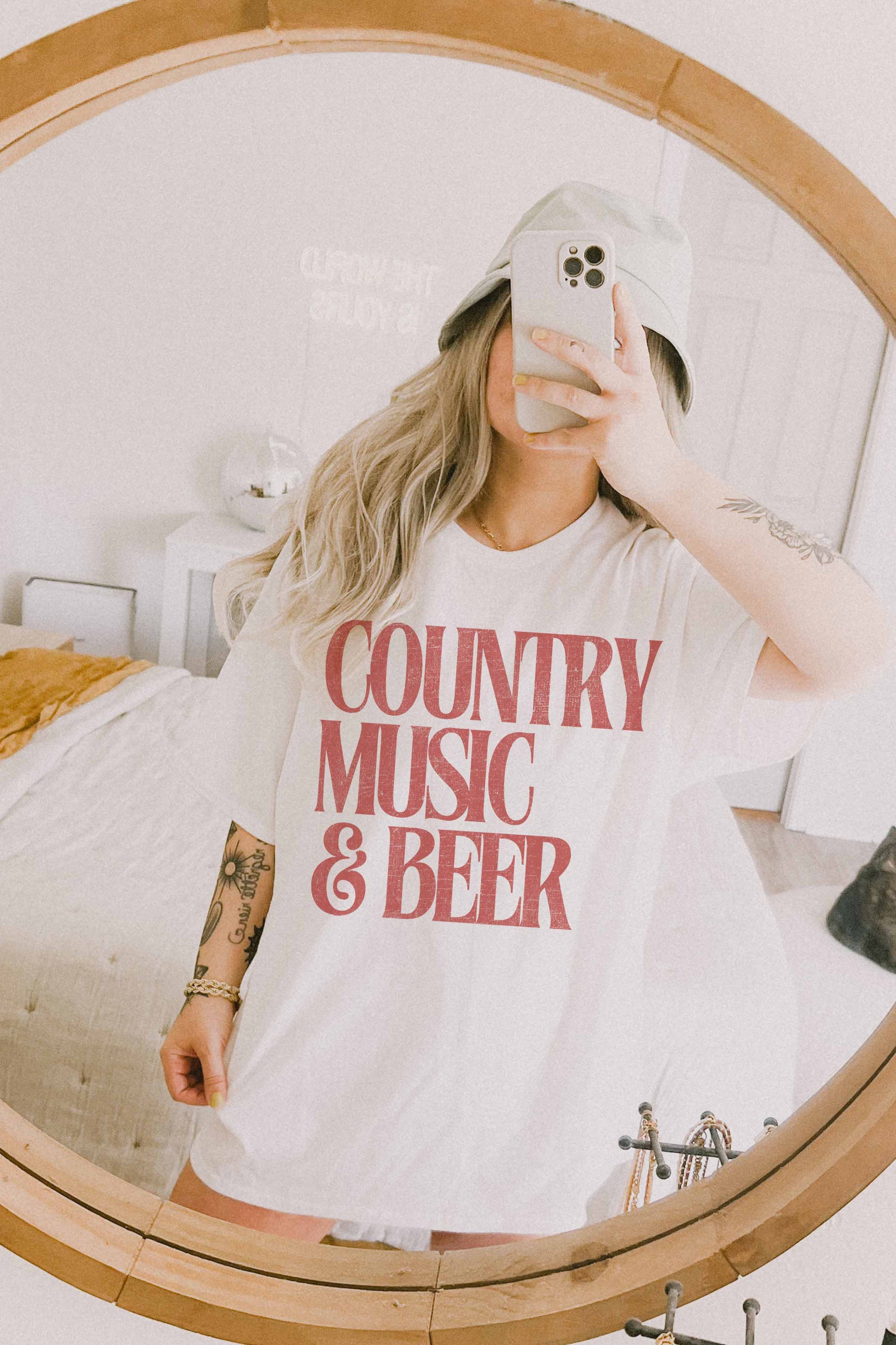 Country Music And Beer Oversized Tee