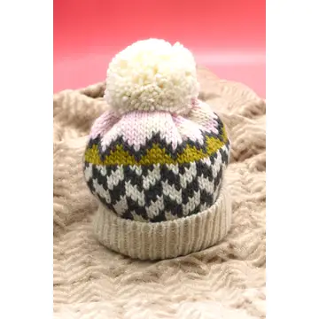 Chevron Knit Pom Beanie