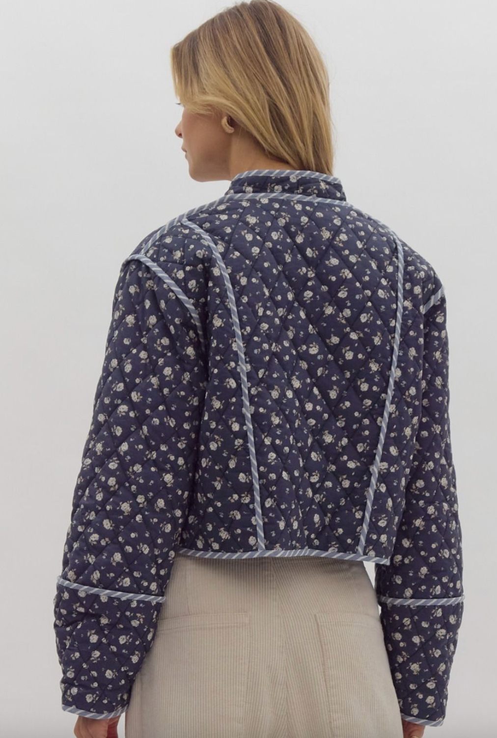 Holland Ditsy Print Quilted Open Front Jacket