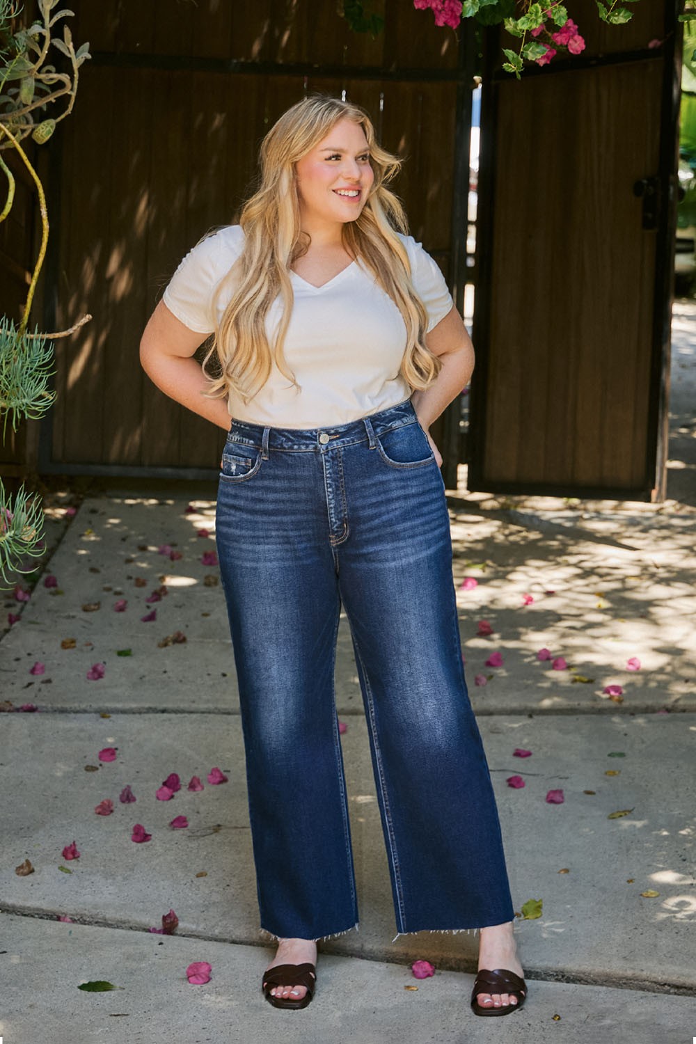 Monroe Tummy Control High Rise Wide Leg Plus Jeans