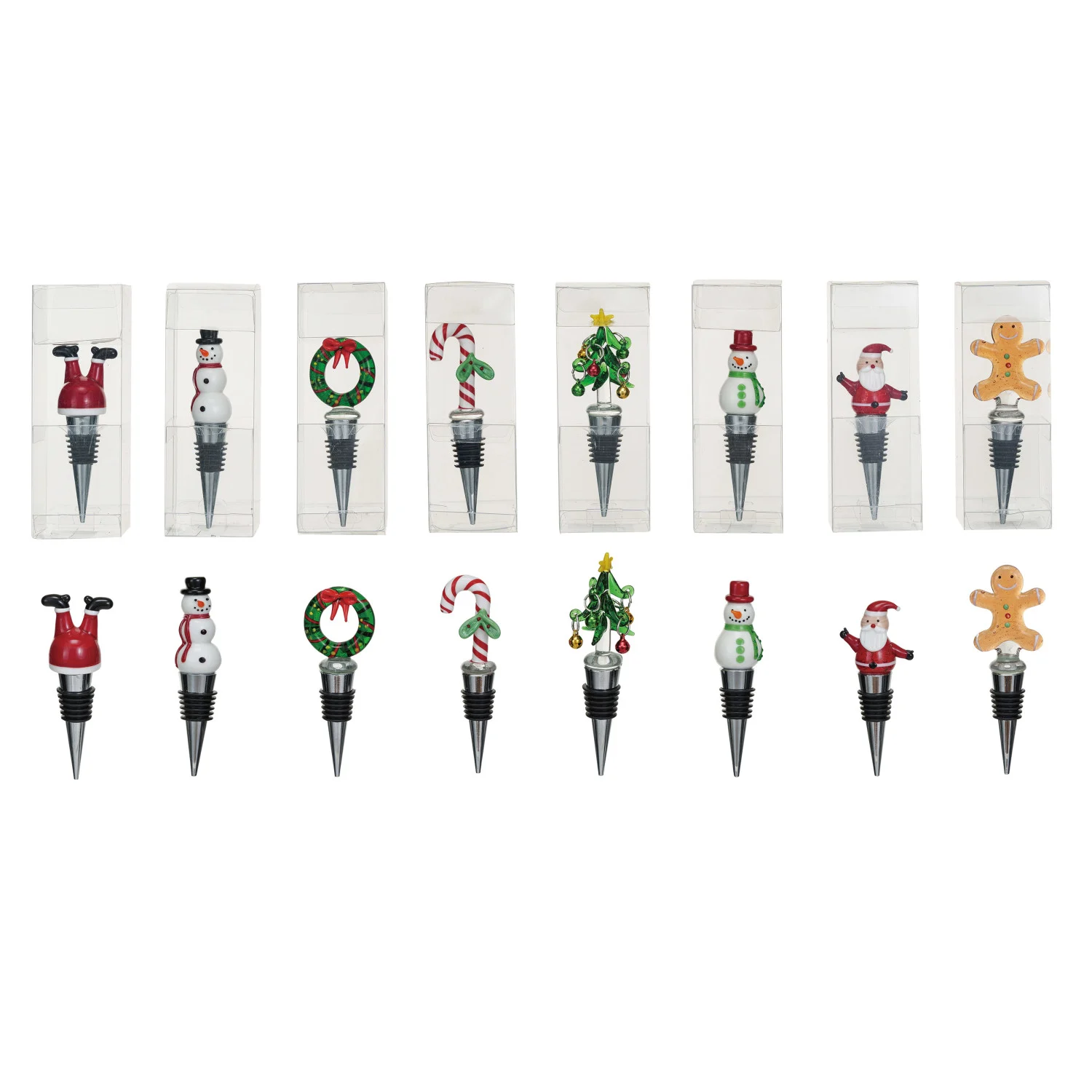 Zinc Alloy Wine Stopper w/Hand Painted Glass Holiday Icon