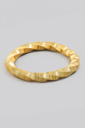 Twisted Geometric Coiled Bangle Bracelet, Gold