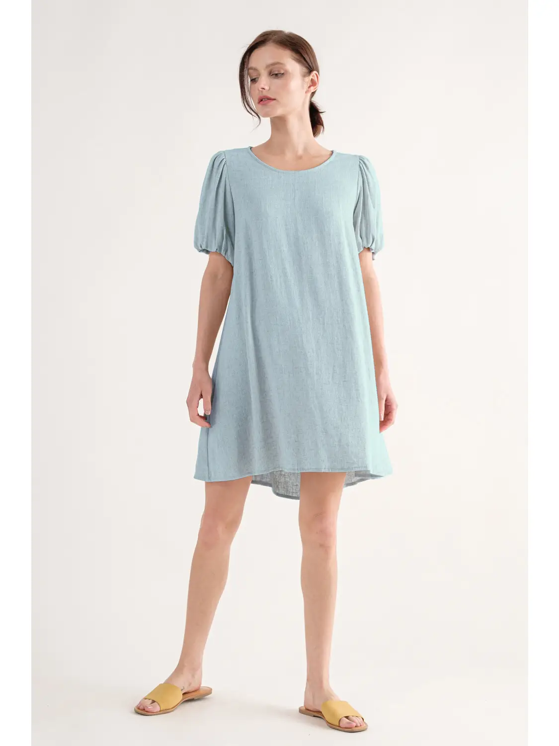 Lisa Linen Mini Dress, Stone Blue