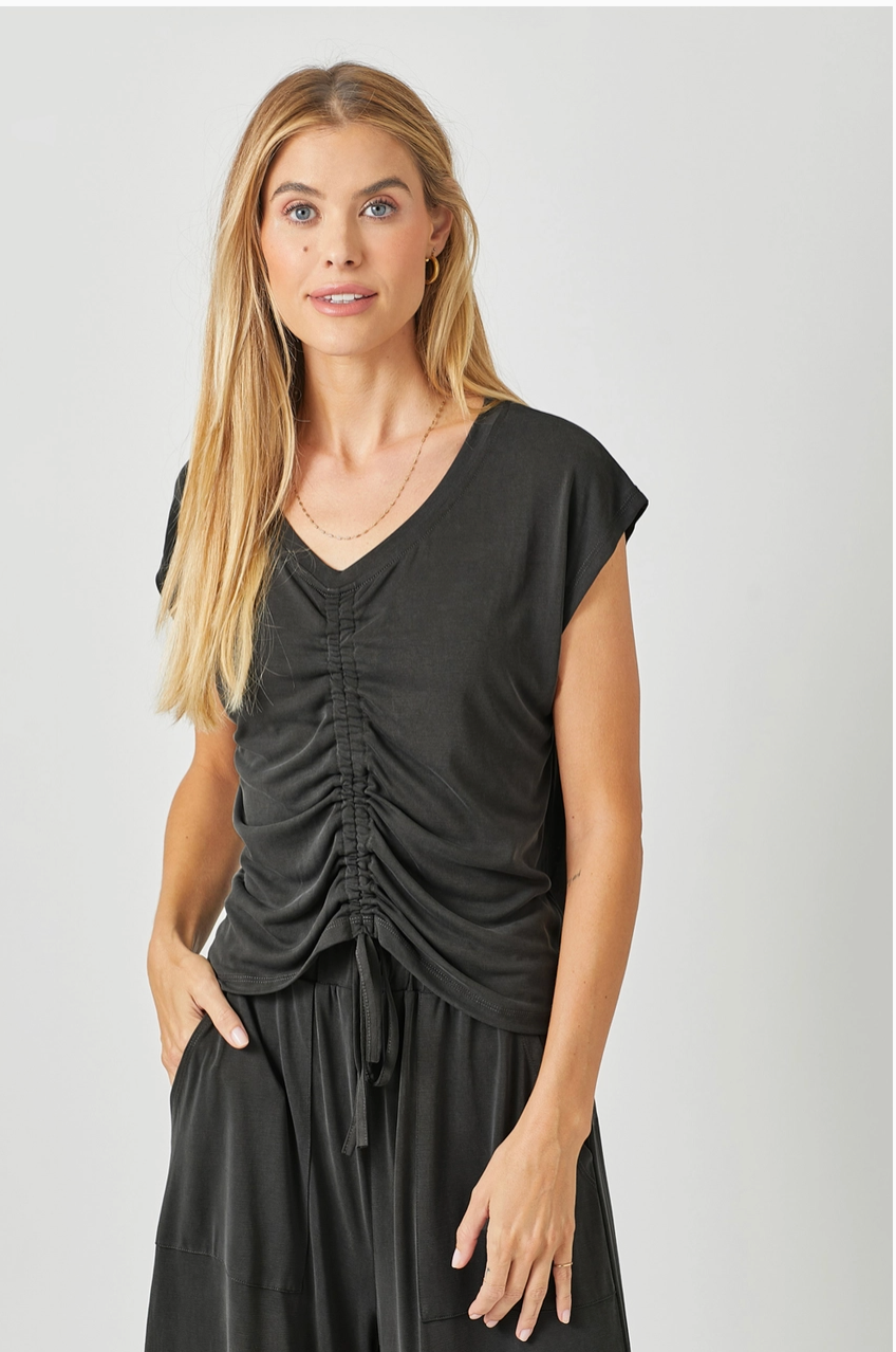 Brooklyn Ruched Top, Black