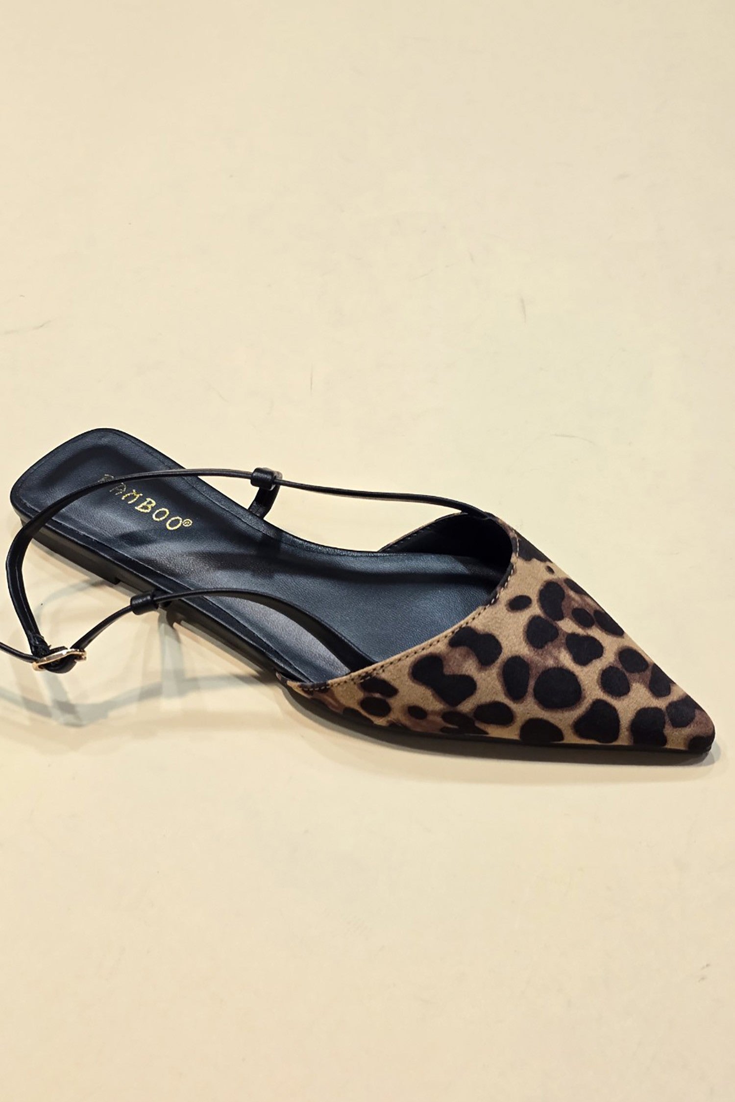 Leopard Pointy Toe Sling Flat