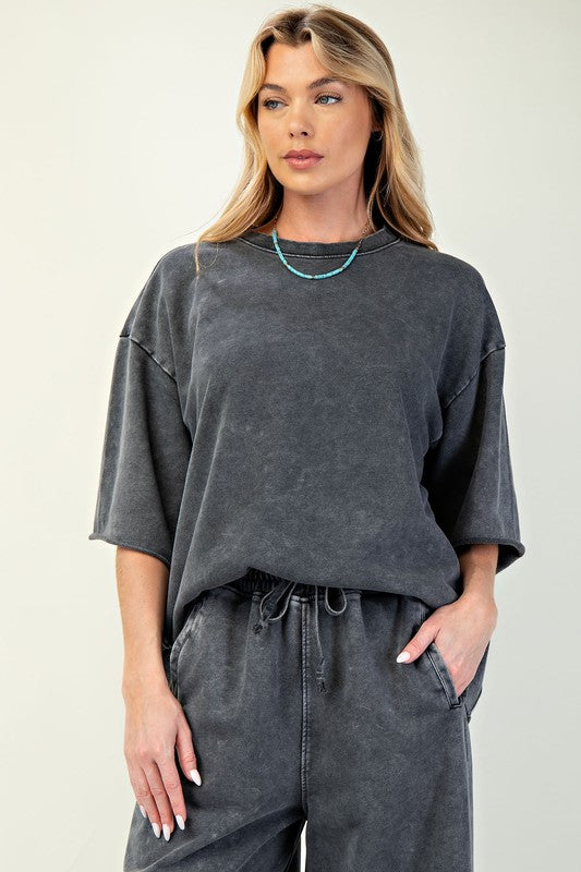 Kit Mineral Washed Terry Knit Top