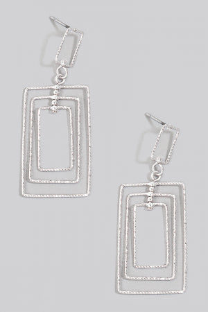 Layered Rectangle Dangle ER, Silver