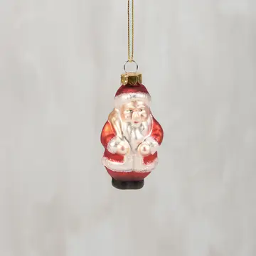 Glass Jolly Santa Ornament