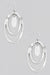 Layered Oval Drop Earrings, White Silver