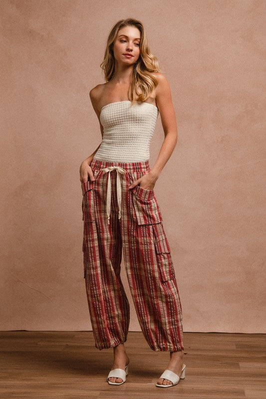 GiGi Plaid Linen Balloon Pants