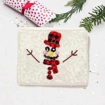 Christmas Snowman Sequin Mini Pouch